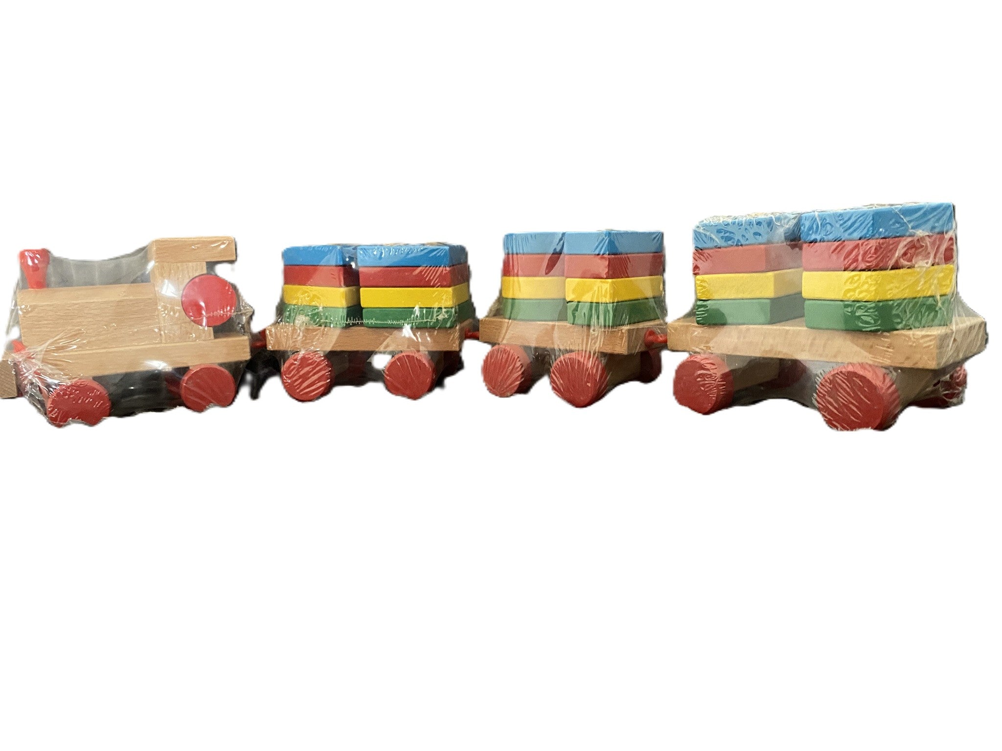 Tren con figuras de encaje de madera